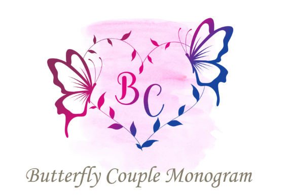 Butterfly Couple Monogram: Elegant Decorative Font